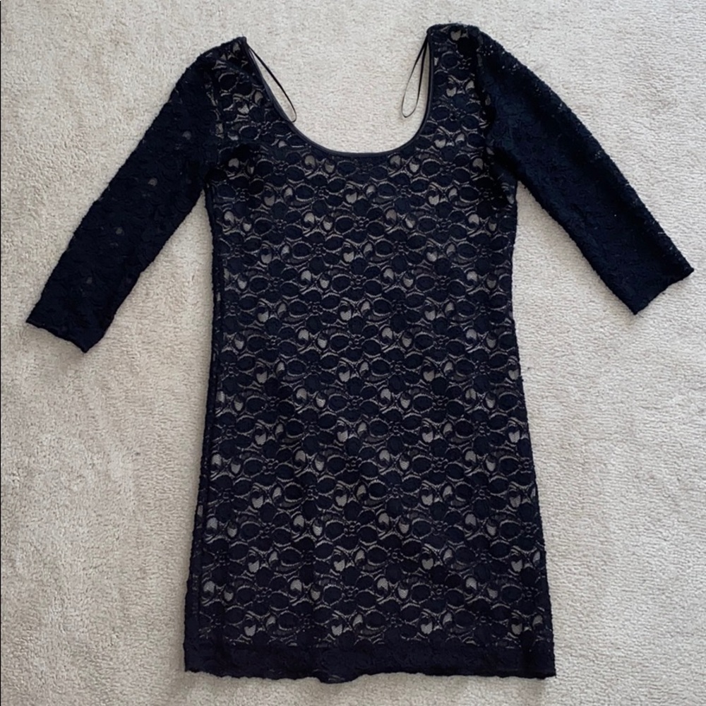 Evening floral net fabric little black dress
